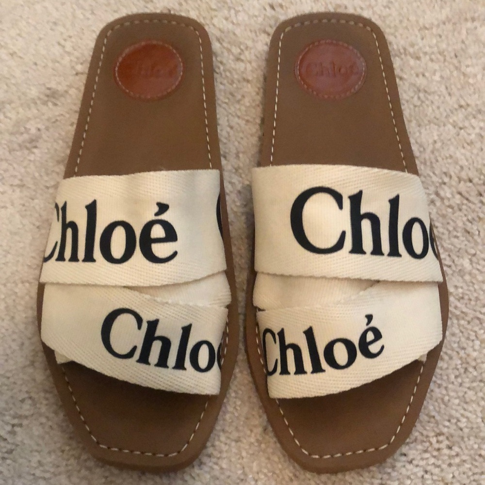 Chloe Woody Logo Slide Sandal
